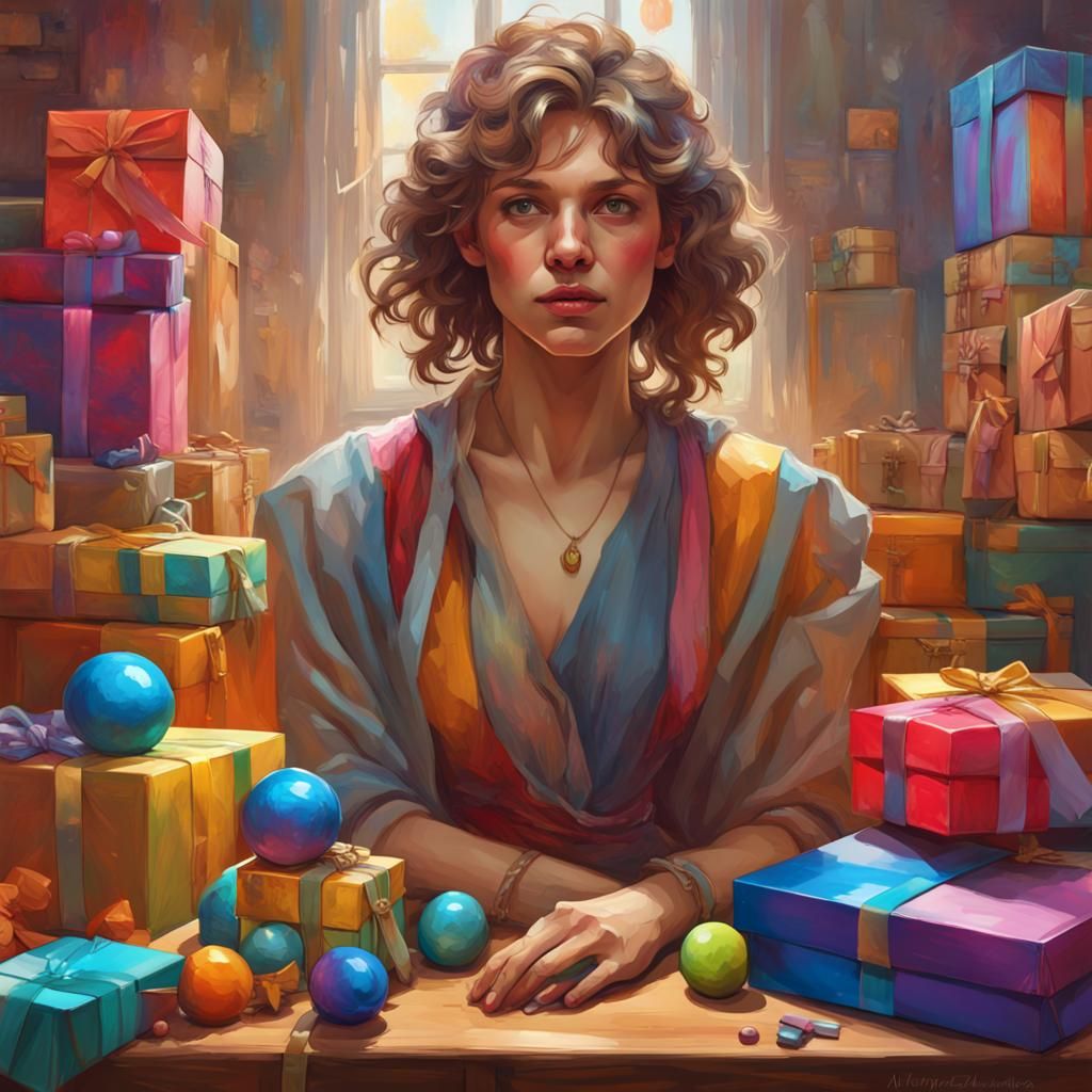 Dynamic Portrait of Colorful Boxes and Toys