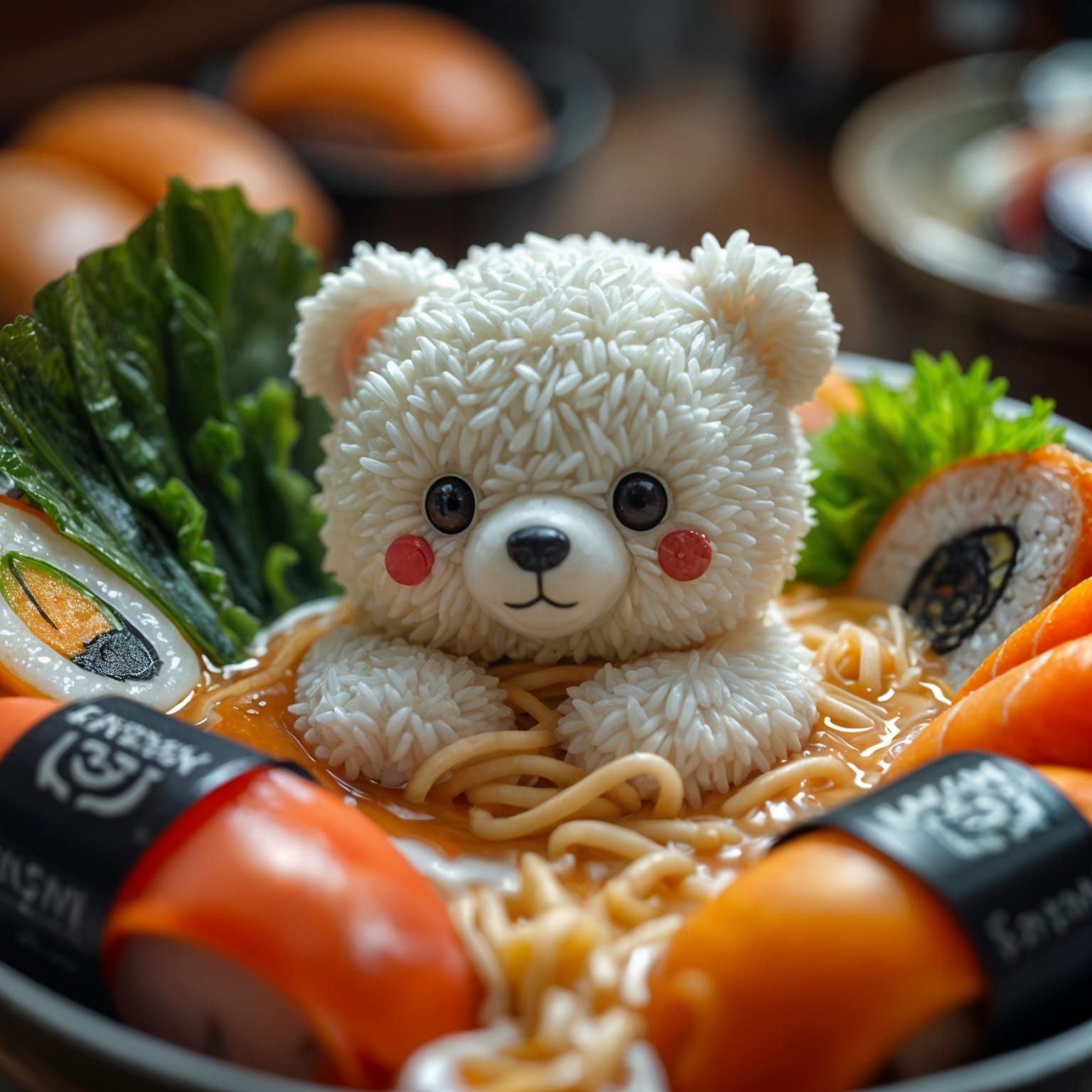 Kawaii Rice Bear in Ramen Bowl