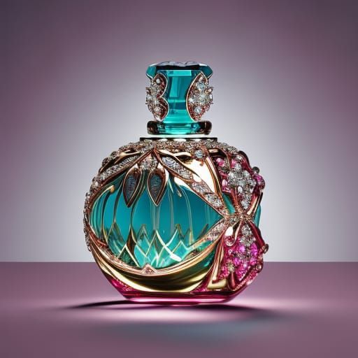 Elegant Perfume Orb with Diamond and Gold Lace