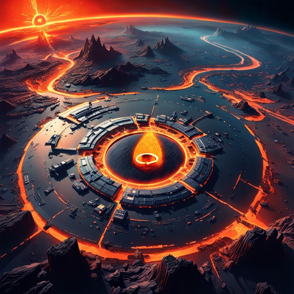Shattered Magma Planet in Sci-Fi Concept Art