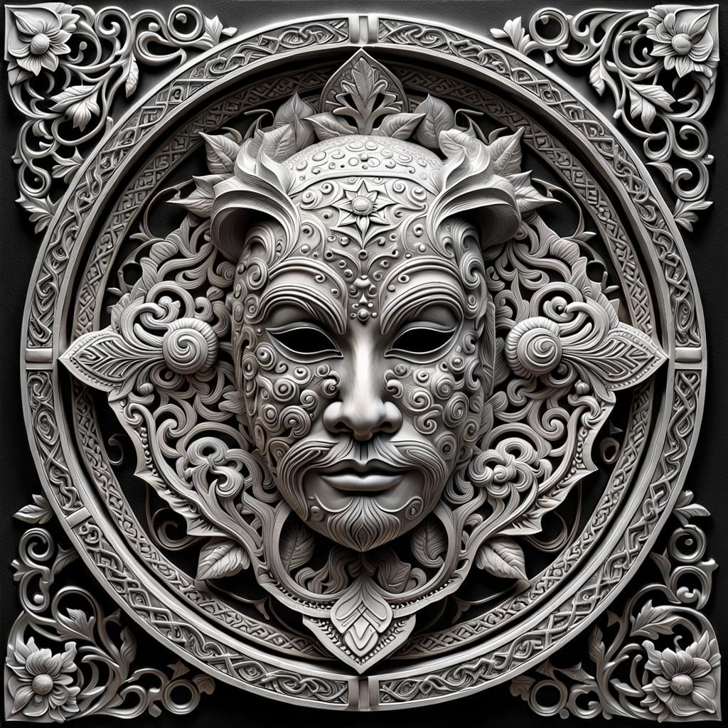 Intricate Trapunto Art Masks with Filigree Details