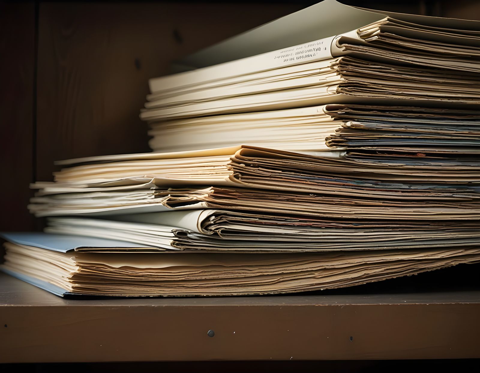 Neatly Stacked Archive Folders in Photorealistic Style