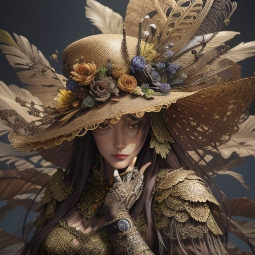 Steampunk Hat Crafted From Leaves and Watch Parts
