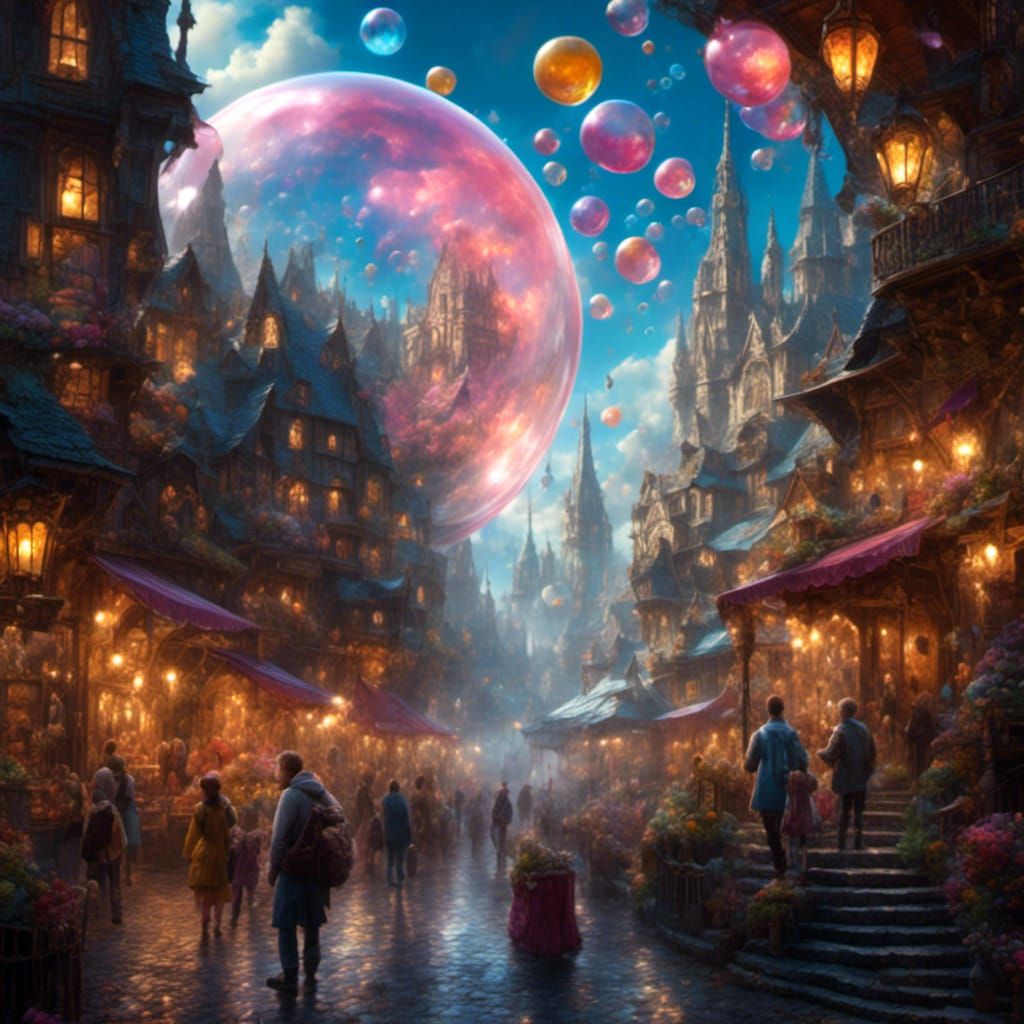 Ice City in Bubble, Hyperrealistic Fantasy Portrait