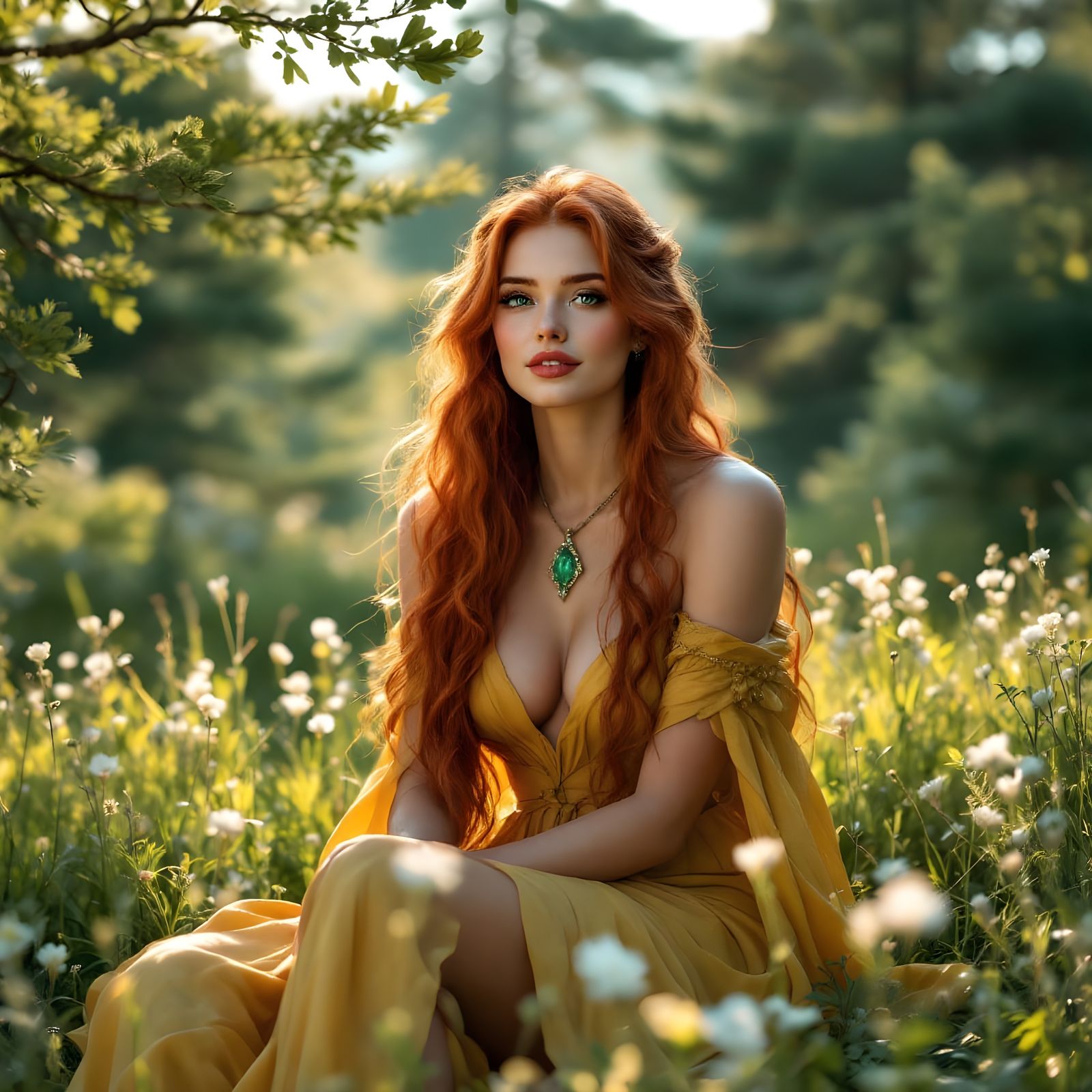 Norse Goddess of the Sun in a Lush Meadow