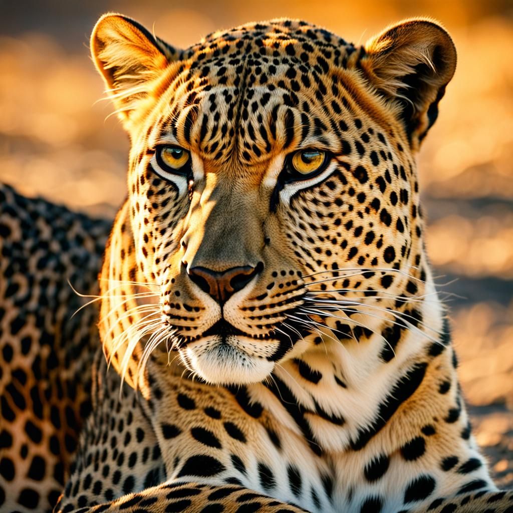 Leopard in Desert: Hyperrealistic Close-Up Portrait