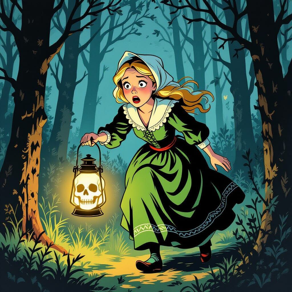 Vasilisa the Beautiful Creeps Through Haunted Forest in Comi...