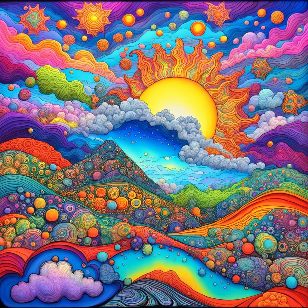 Abstract Fractal Art in Day-Glo Colors