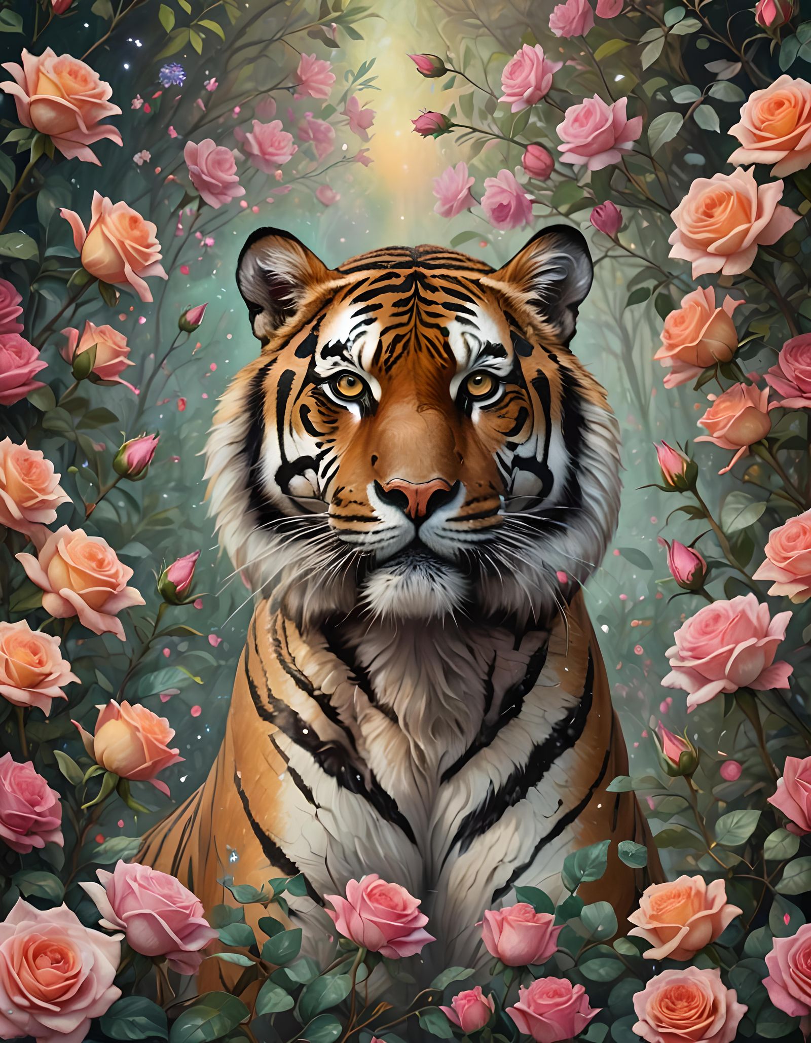 Tiger loves flowers