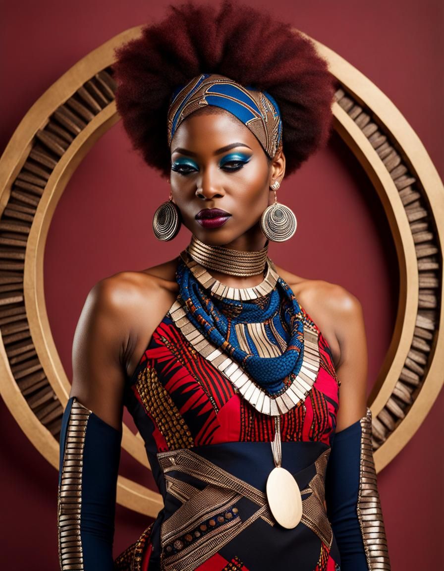 Afrofuturist Fashion Model in Ankara Prints