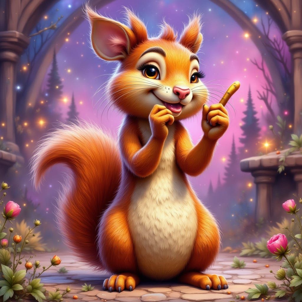Naughty Squirrel Gives the Finger: Pixar-Style 3D Art