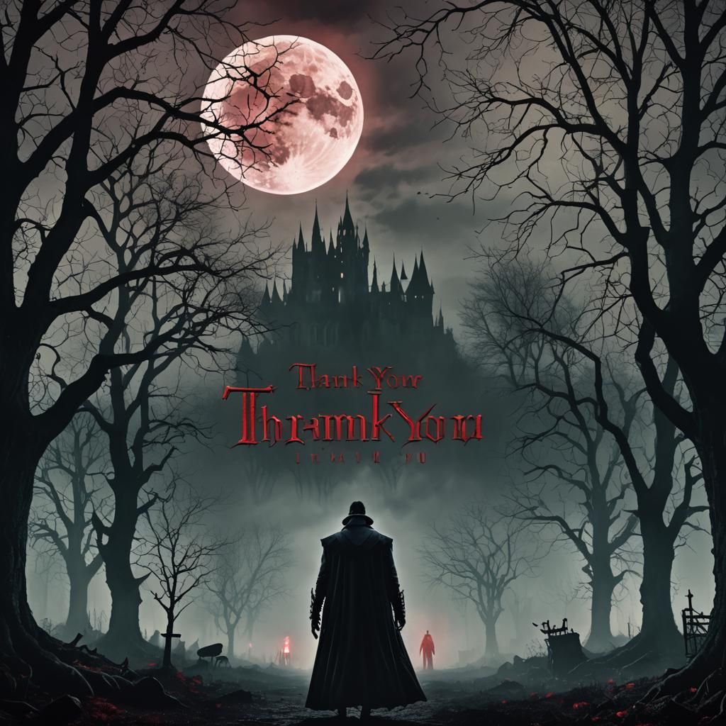 Dark Fantasy Vampire in Gothic Landscape