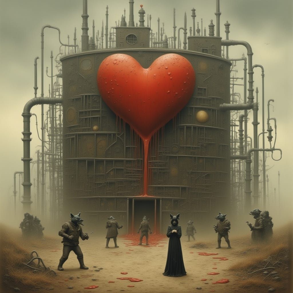Abandoned Loveheart Factory in Wasteland by Shadowy Figures