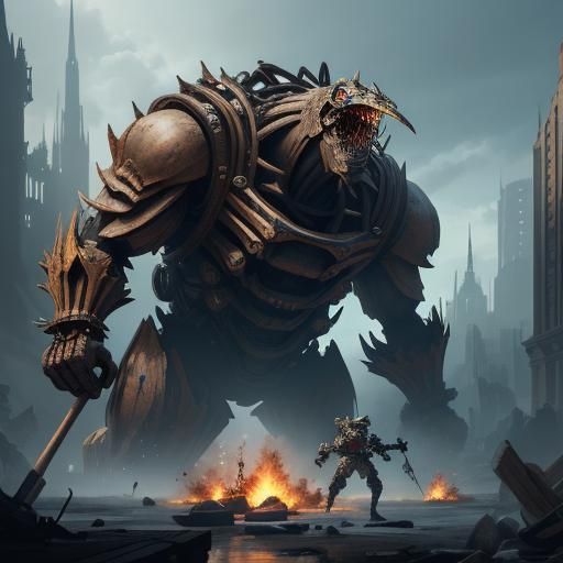 Colossal Exoskeleton Robot Wielding Wrecking Ball