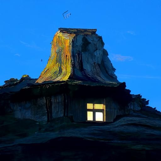 Old House on Hill: Photorealistic Oil Painting