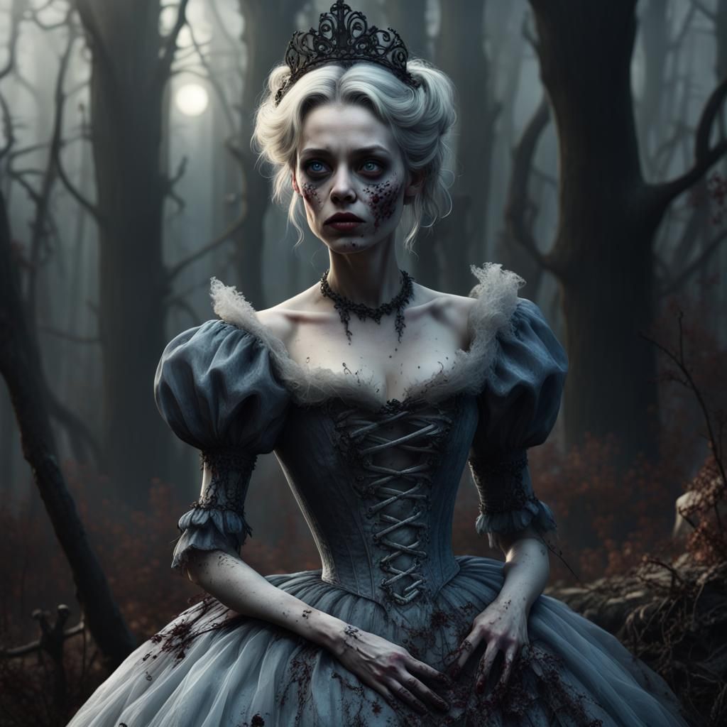 Undead Cinderella in Dark Gothic Forest