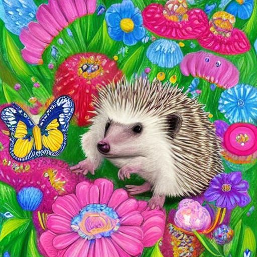 Enchanted Garden Scene with Whimsical Creatures