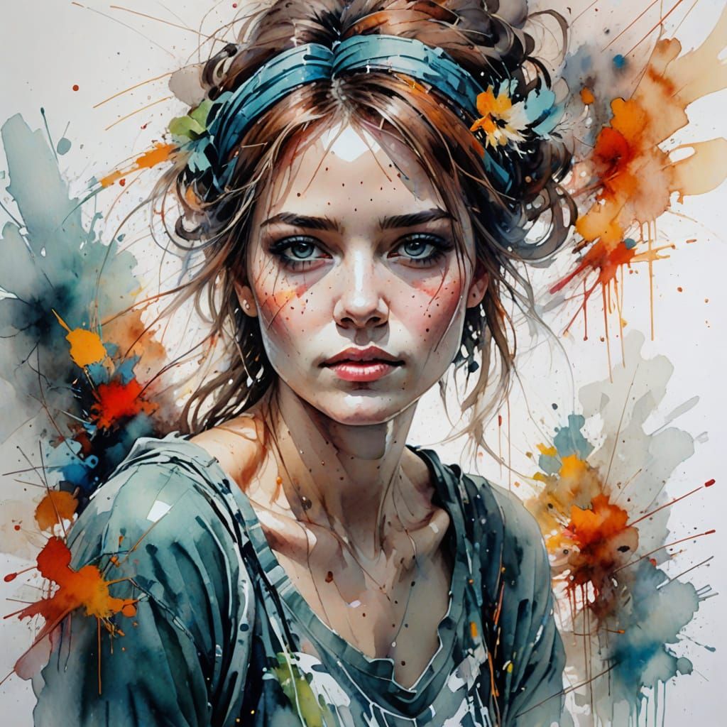 Chaotic Beauty: Watercolour Figure in Haenraets Style