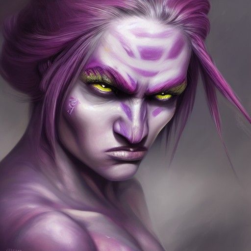 Beautiful Orc Barbarian Oil Painting