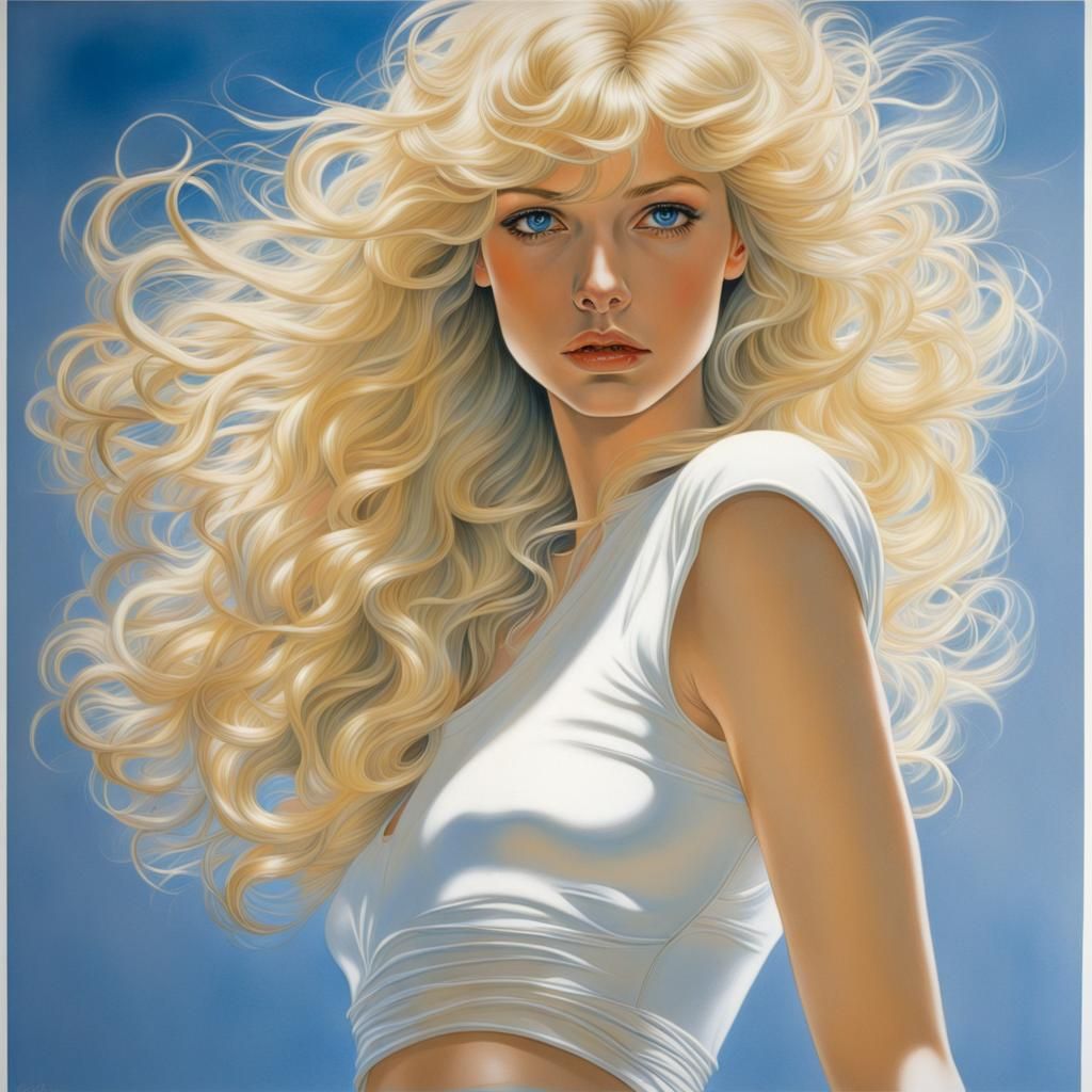 Sorayama-Inspired Illustration of a Blonde Woman