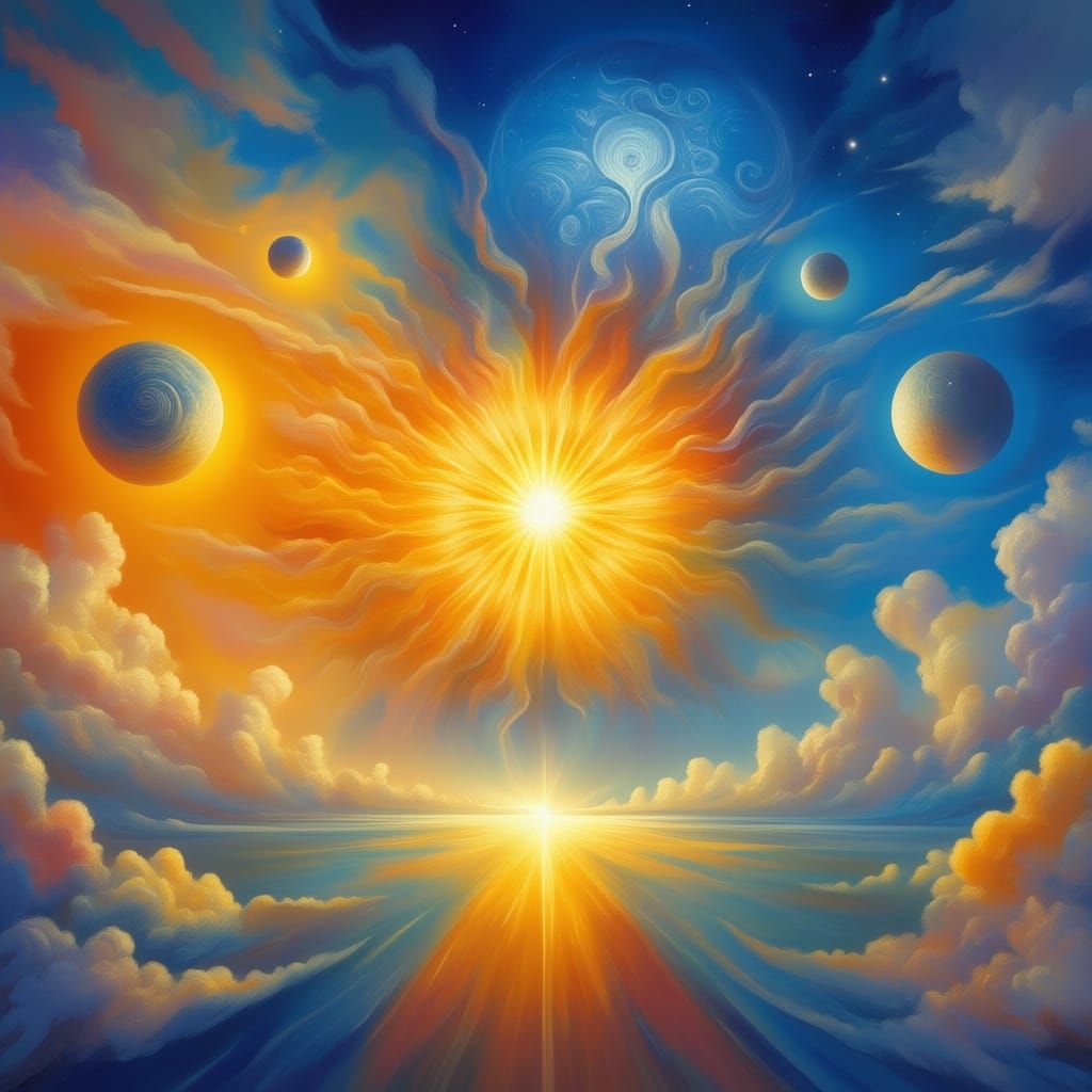 Vibrant Sun Radiates Light and Soul in Surreal Sky