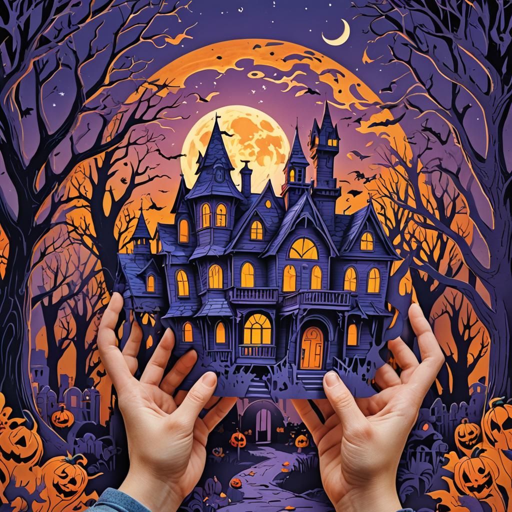 Haunted House Cut-Out Kit in Digital Concept Art