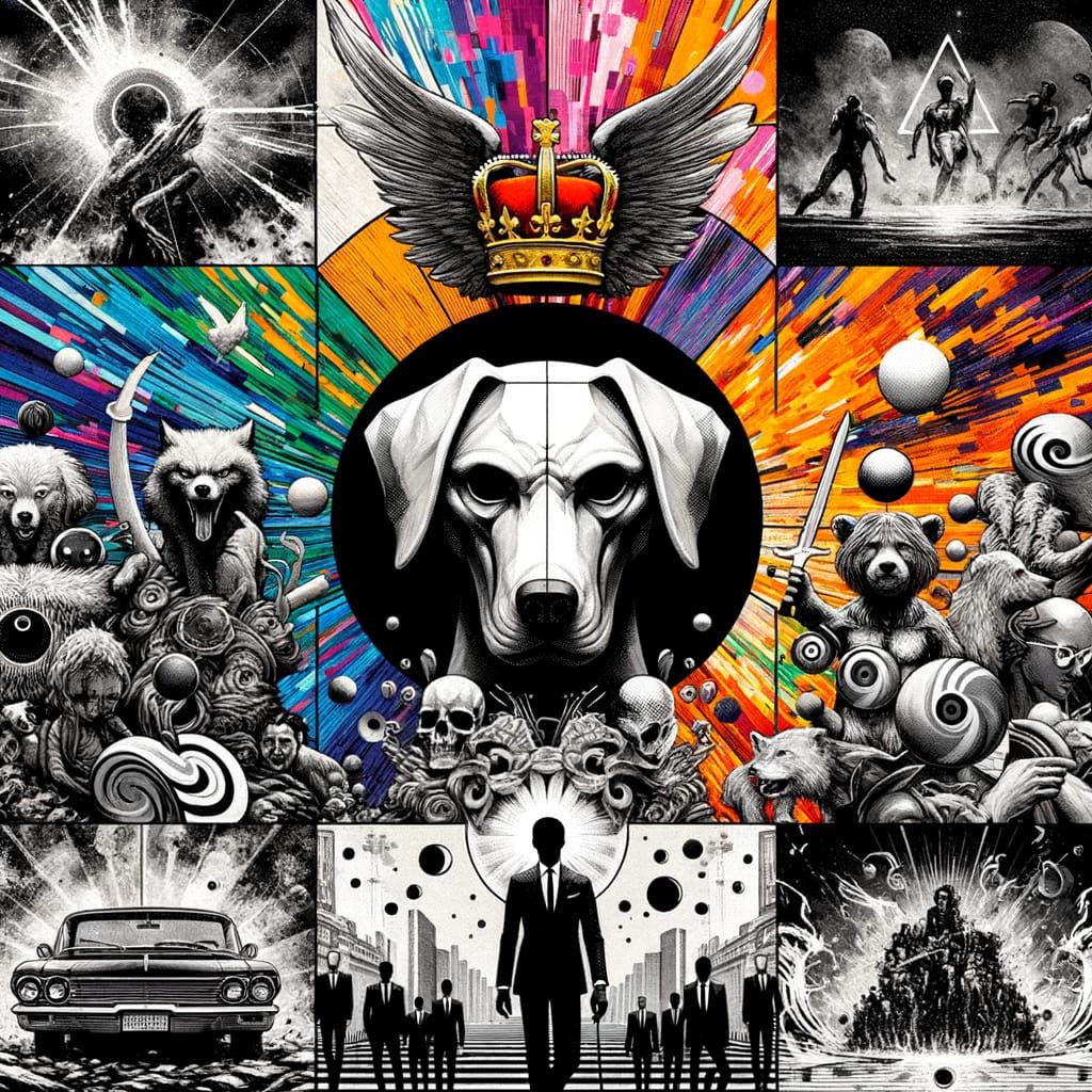 Futuristic Chaos: A Poster of Menacing Dog, Regal Elements, ...