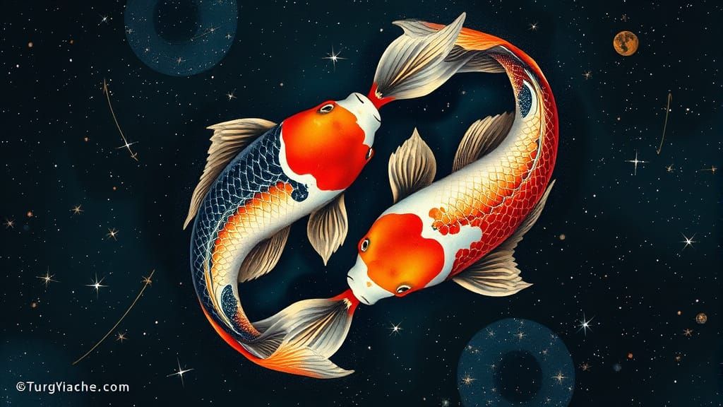 Koi Fish Dancing in Celestial Motion