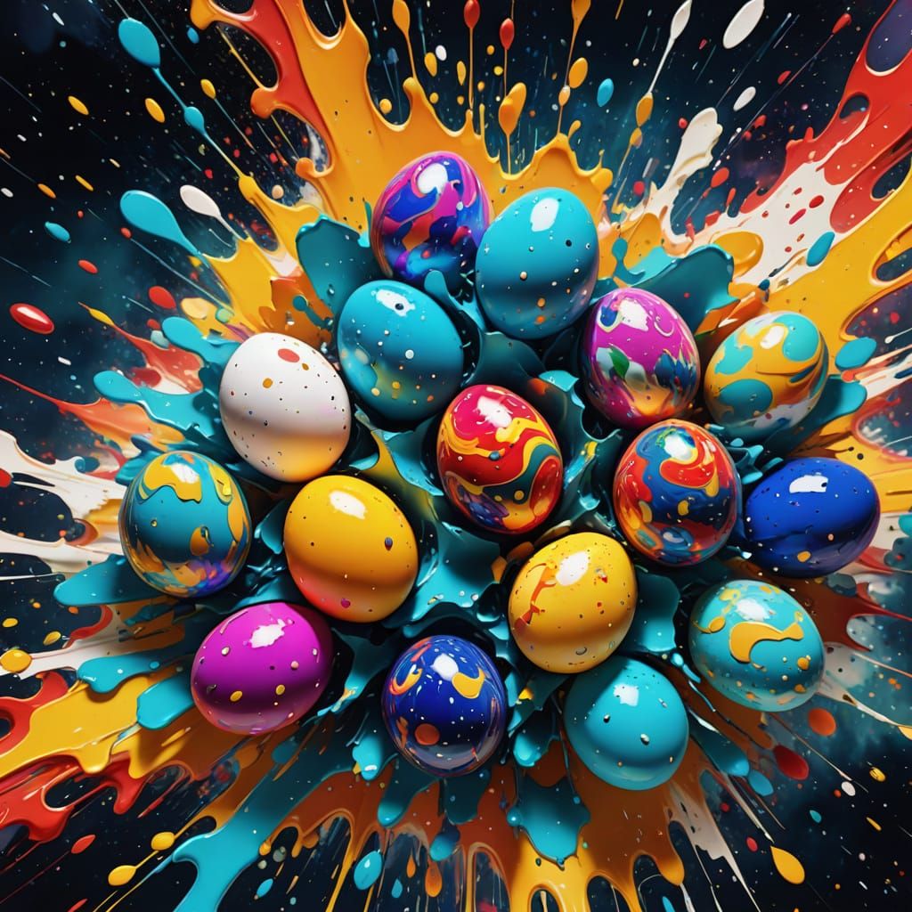 Surreal Impressionistic Eggs Explode in Space