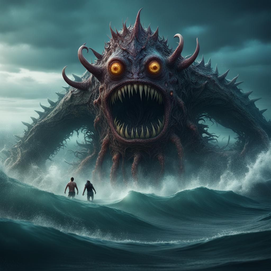 Monstrous Ocean Encounter: Detailed Matte Painting