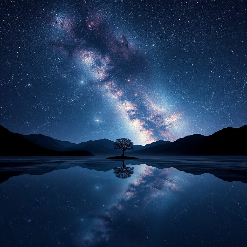 Ethereal Cosmic Dreamscape Reflecting the Heavens