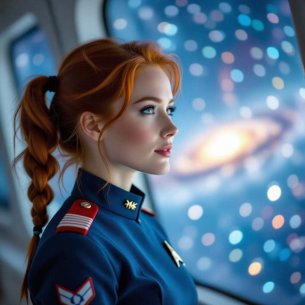 Space Force Officer Gazes at Vibrant Cosmos