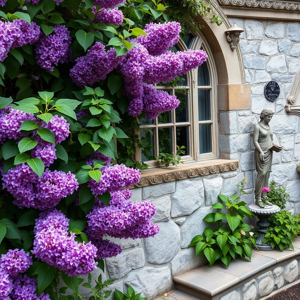 Victorian Lilac Garden in Art Nouveau Style