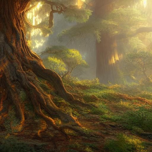 Majestic Old Tree in Golden Hour Light