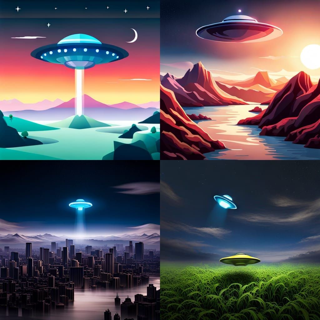Imaginative AI-Generated UFO Design in Sci-Fi Scene