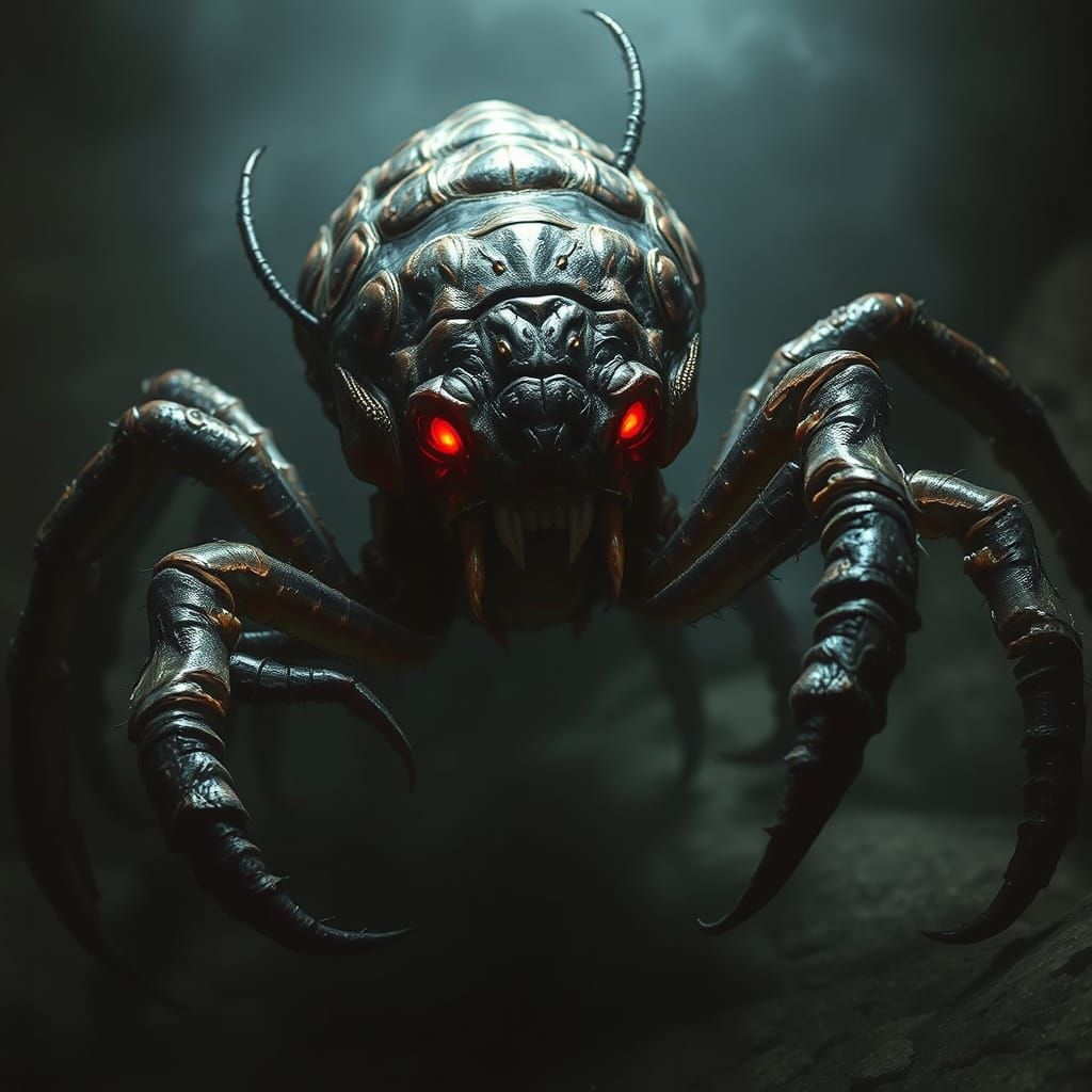 Evil Arthropod Creature in Dark Fantasy Art Style
