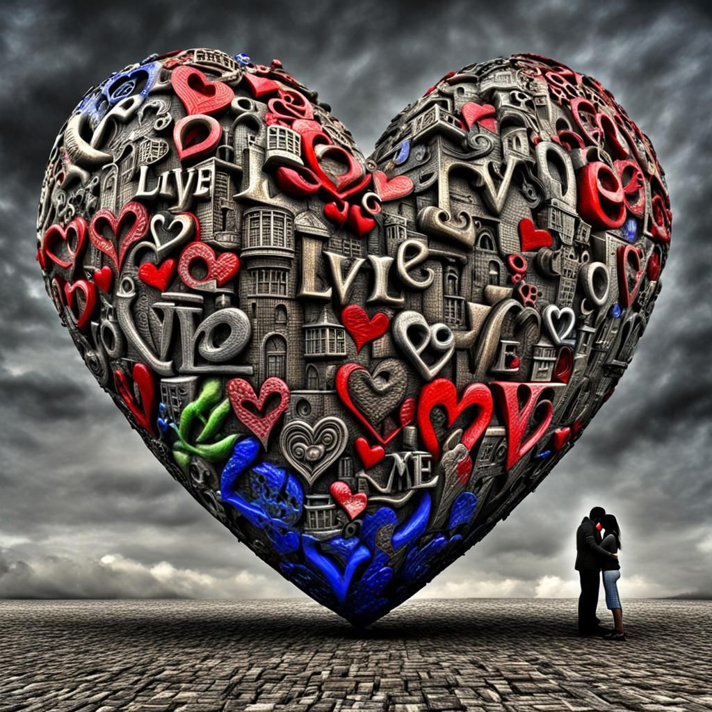 Abstract Love: Intricate, Hyperrealistic Composition