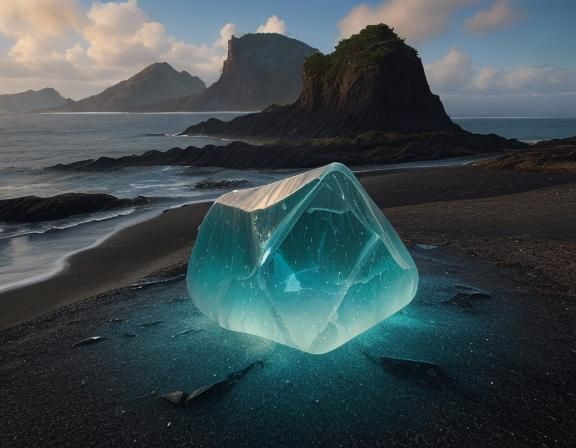 Iridescent Nebula Shores in Surrealist Style