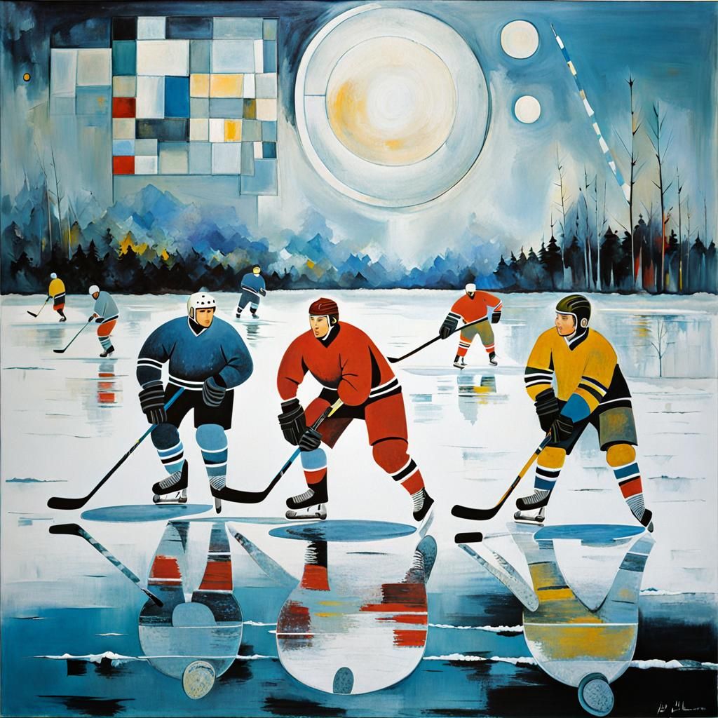 Cosmic Ice Hockey Surrealism, Whimsical Style