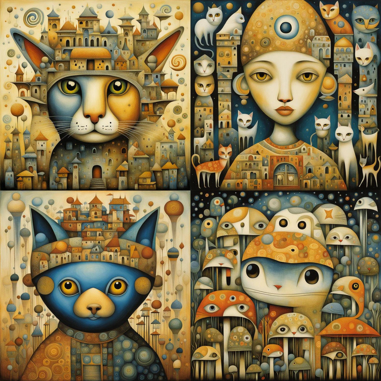 Whimsical Surrealist Scene in Combined Styles