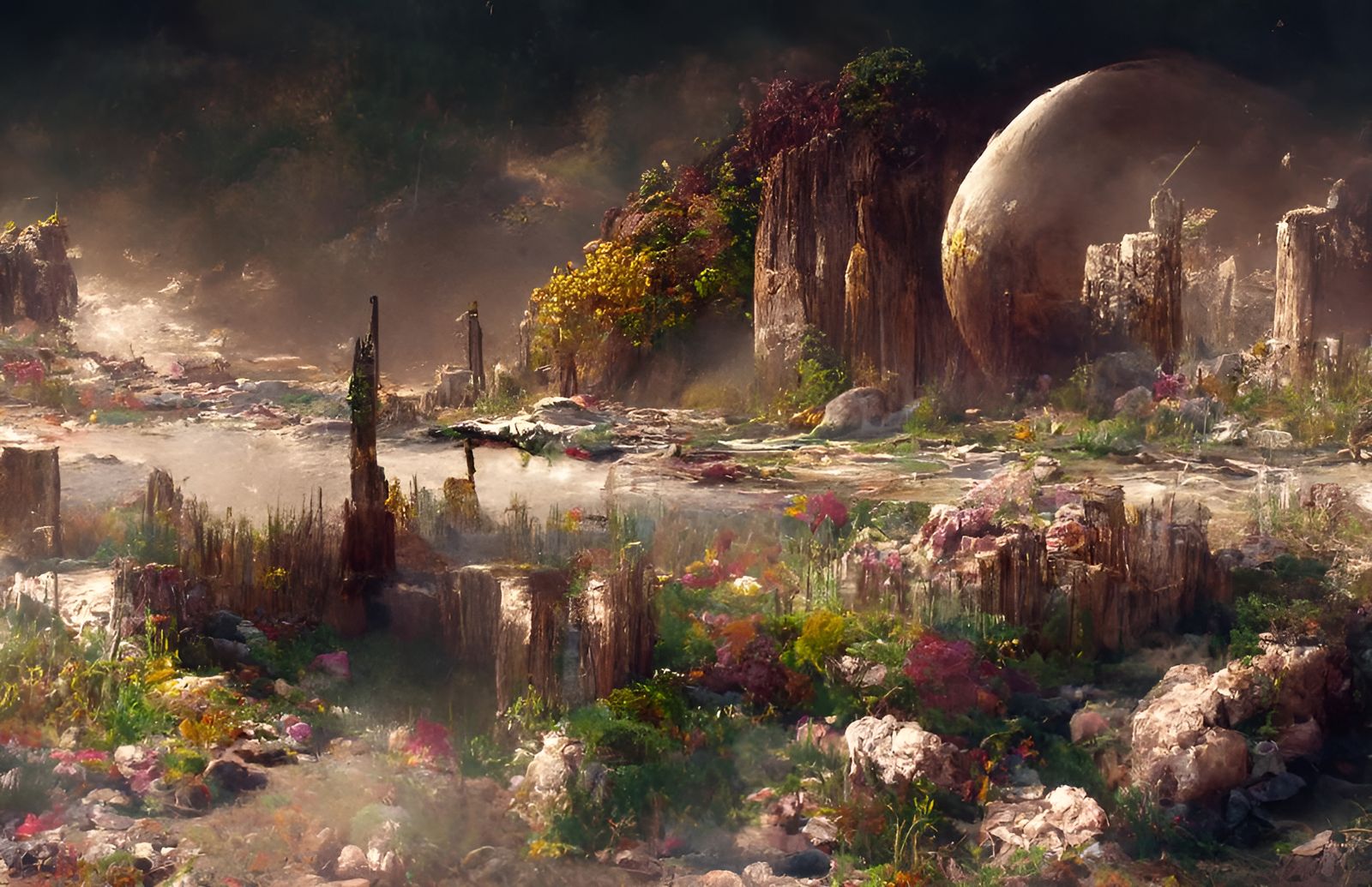 Post-Apocalyptic City Ablaze, Hyperrealistic Landscape