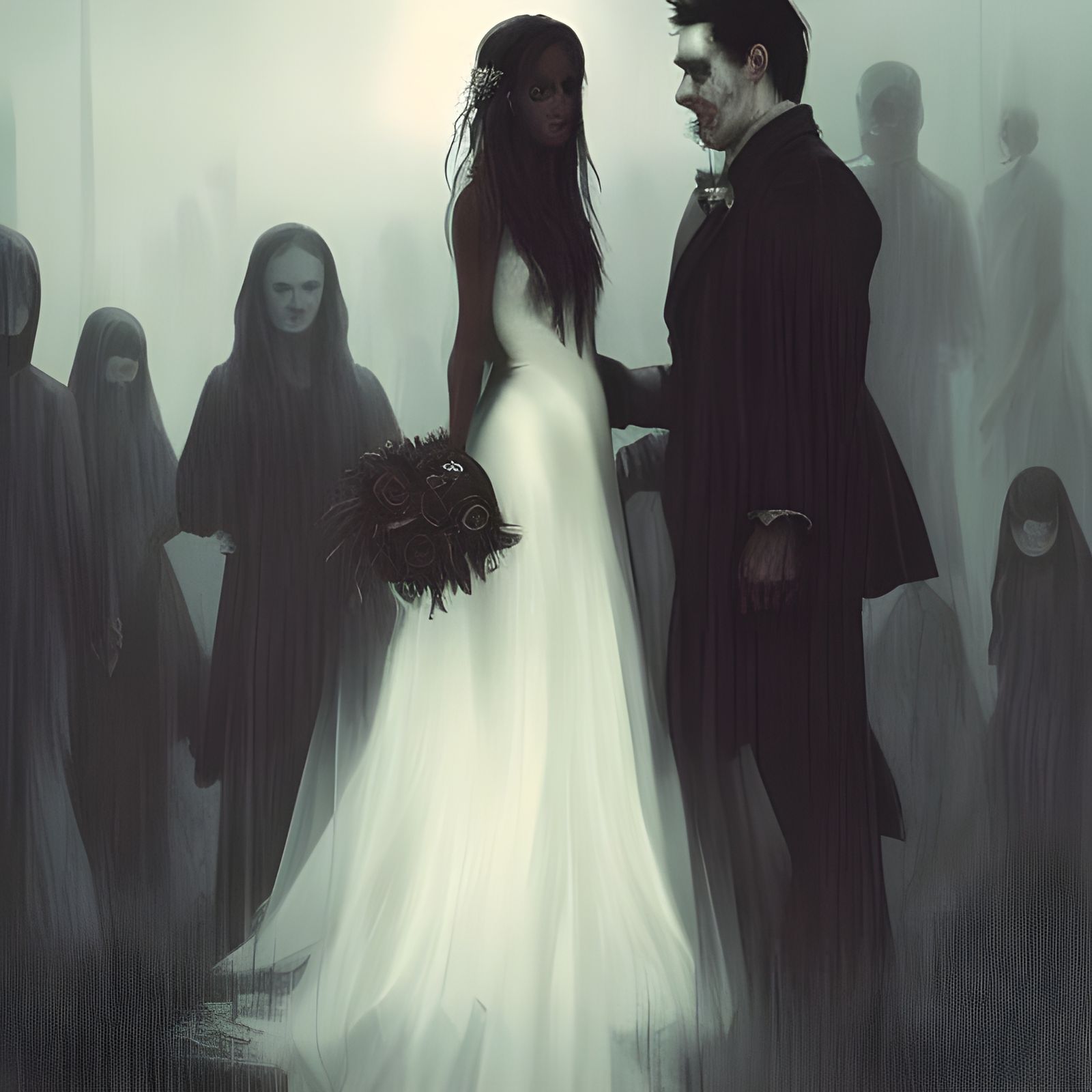 Sinister Dark Wedding on a Gloomy Day