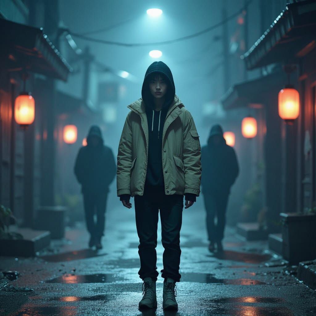 Trendy Min-Su in Squid Game with Eerie Lighting