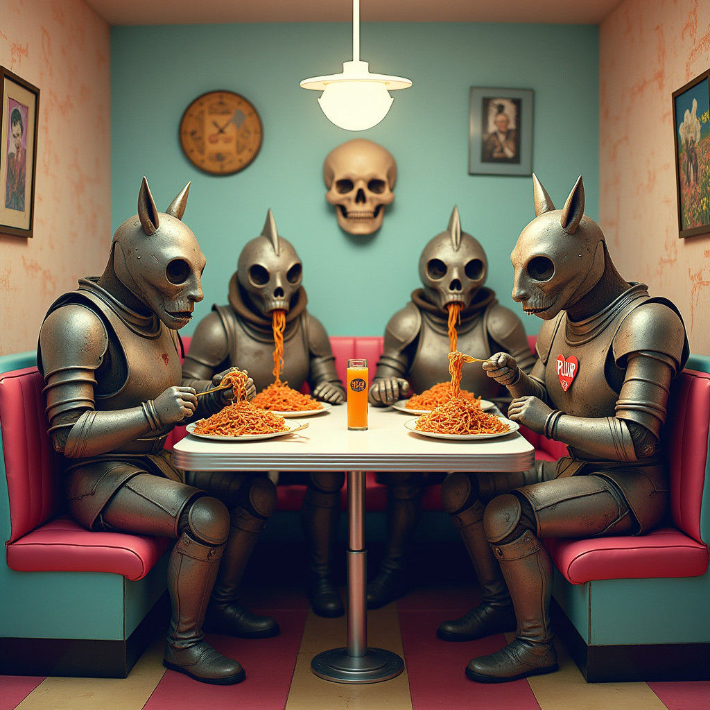 Apocalypse Horsemen Slurping Spaghetti: VHS-Warped Surrealis...