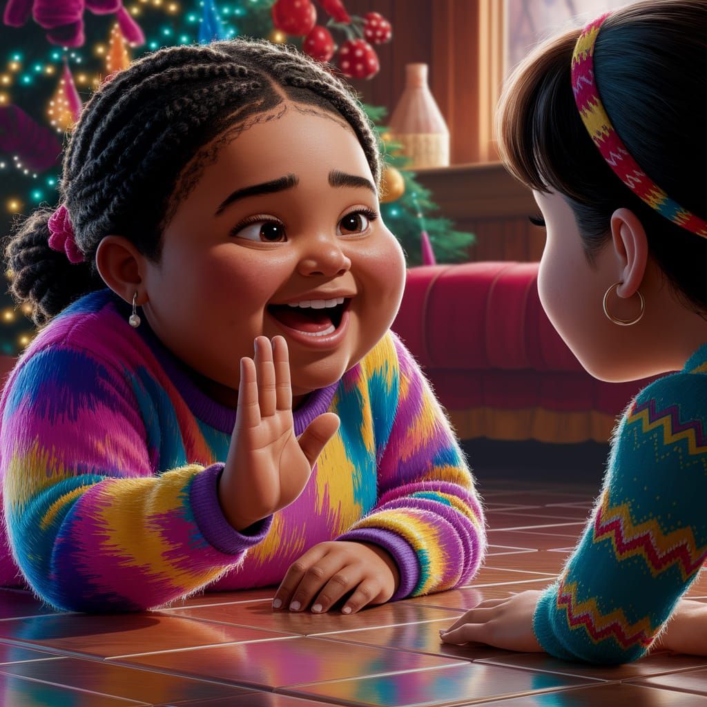 Joyful Black Teen Girl Celebrates Friendship in Vibrant Amer...