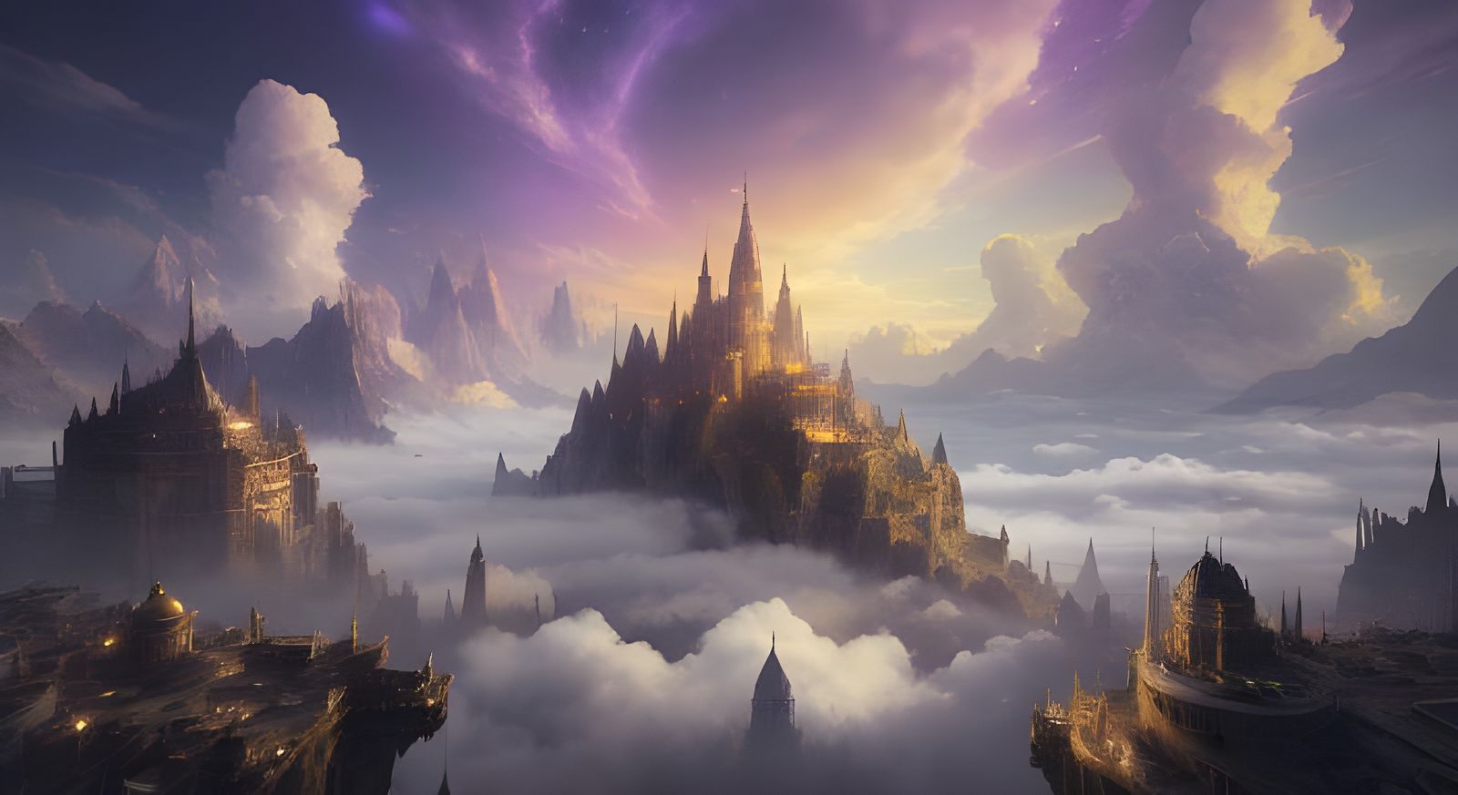 Heavenly Floating City in the Sky: Photorealistic Concept Ar...