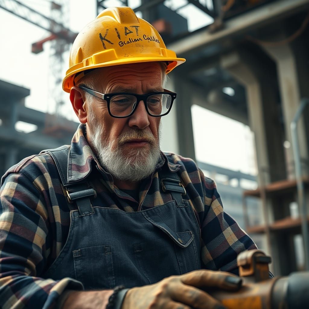 Construction Worker at Work Site in Crewdson Style