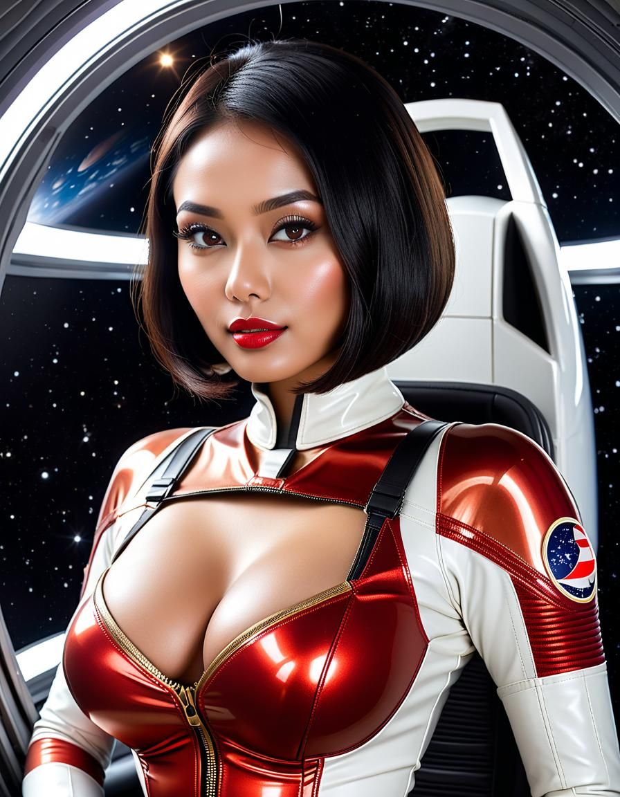 Stunning Indonesian Woman in Space Rocket Cockpit