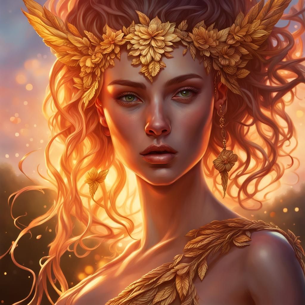 Hyperrealistic Persephone Portrait in Splash Art Style