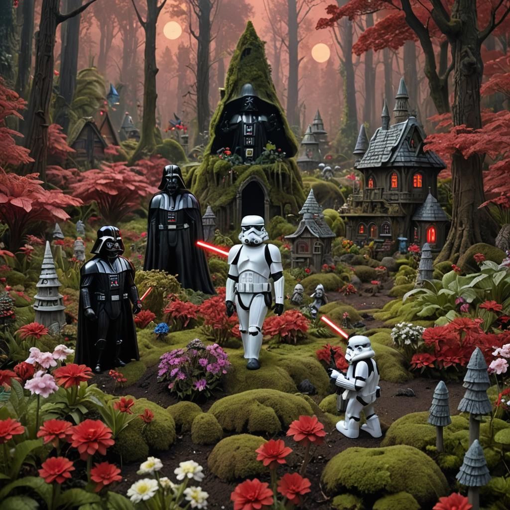 Darth Vader Guards Gnome Village on Alien Planet